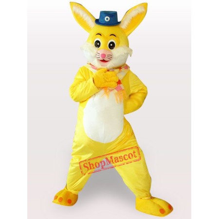Yellow Rabbit Short Plush Adult  Mascot Costume