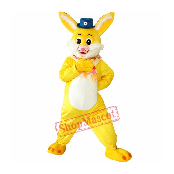 Yellow Rabbit Short Plush Adult  Mascot Costume