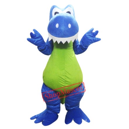 Adult Blue Green Dinosaur Mascot Costume
