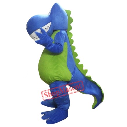 Adult Blue Green Dinosaur Mascot Costume