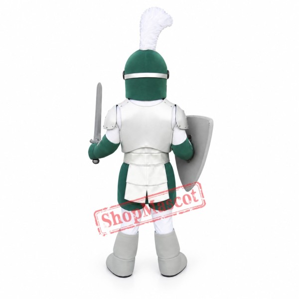 Green & Sliver Knight Mascot Costume