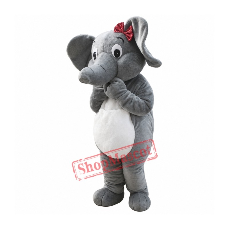 Female Grey Elephant Mascot Costume