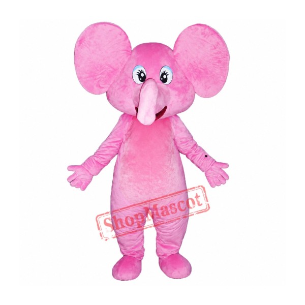 Happy Pink Elephant Mascot Costume Happy Pink Elephant Mascot Costume