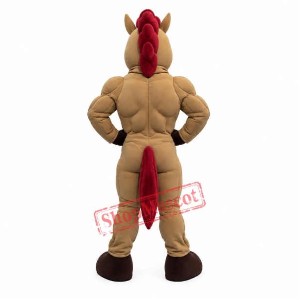 Brown Power Mustang Mascot Costume Brown Power Mustang Mascot Costume