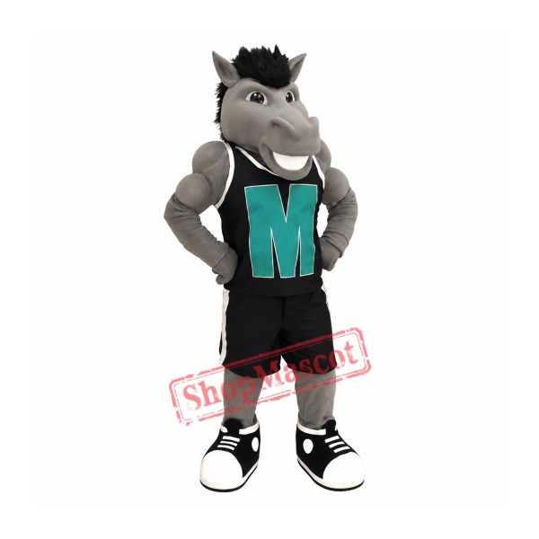 Grey Power Mustang Mascot Costume
