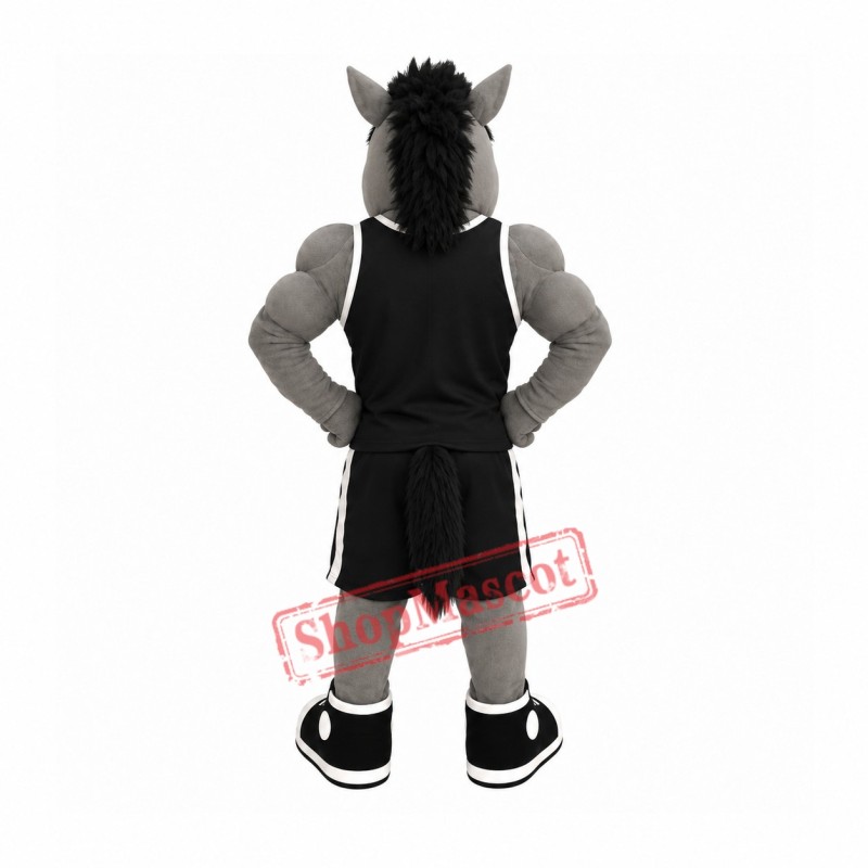 Grey Power Mustang Mascot Costume