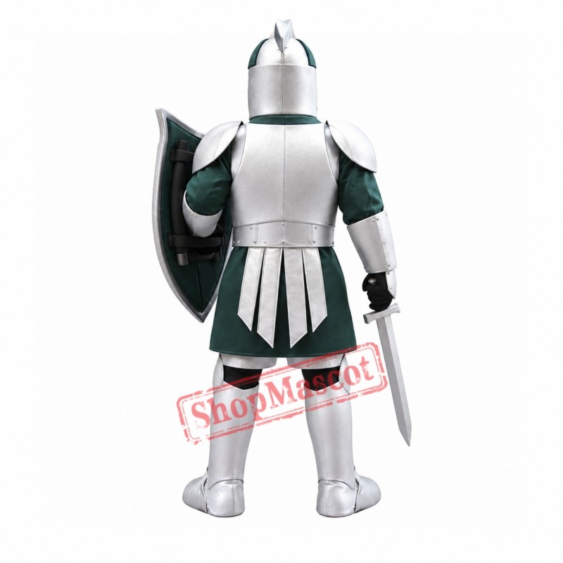 Silver Green Spartan Titan Trojan Mascot Costume Silver Green Spartan Titan Trojan Mascot Costume