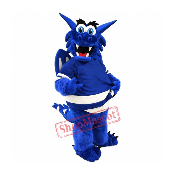 Blue Happy Dragon Mascot Costume