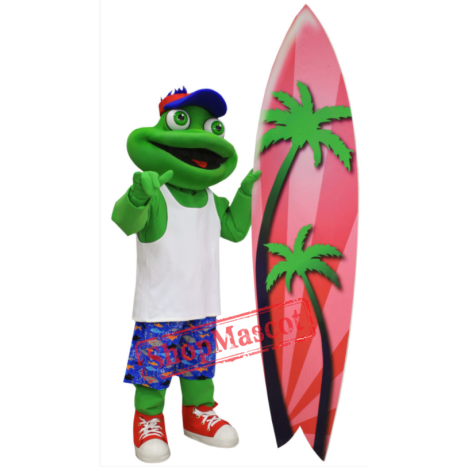 Surfer Frog Mascot Costume