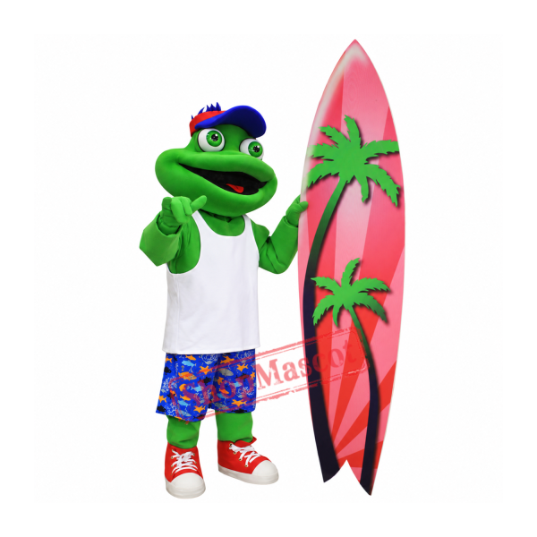 Surfer Frog Mascot Costume
