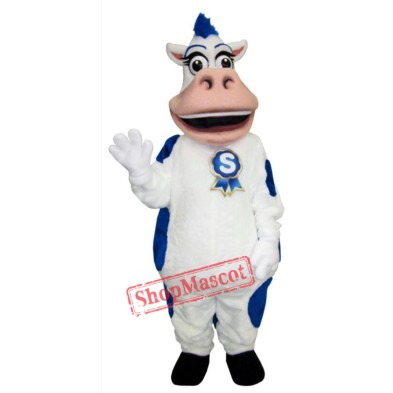 Blue & White Cow Mascot Costume