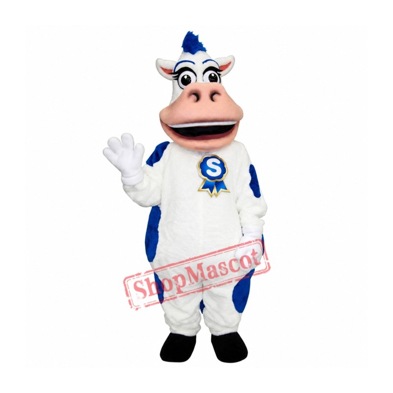 Blue & White Cow Mascot Costume Blue & White Cow Mascot Costume