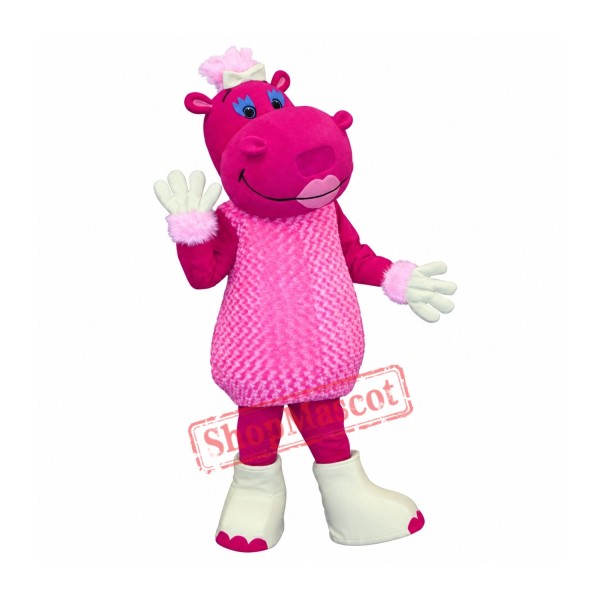 Pink Hippo Mascot Costume Pink Hippo Mascot Costume