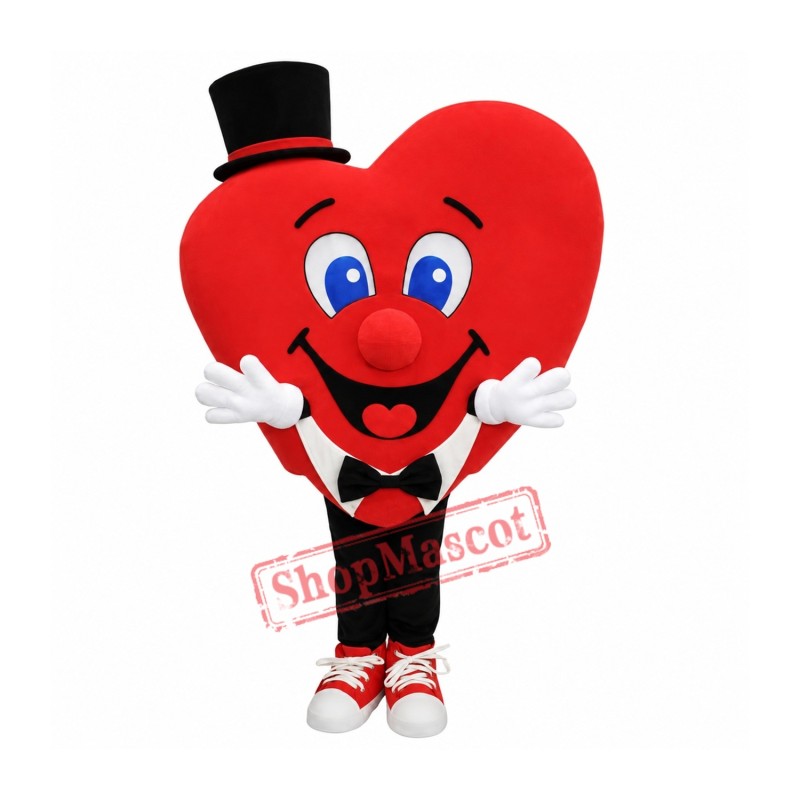 Health Heart With Top Hat Mascot Costume Health Heart With Top Hat Mascot Costume