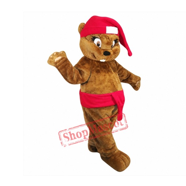 Christmas Beaver Mascot Costume
