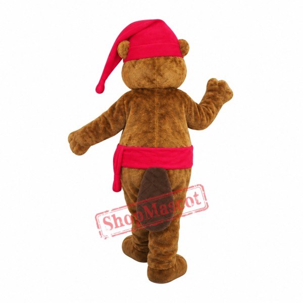 Christmas Beaver Mascot Costume Christmas Beaver Mascot Costume
