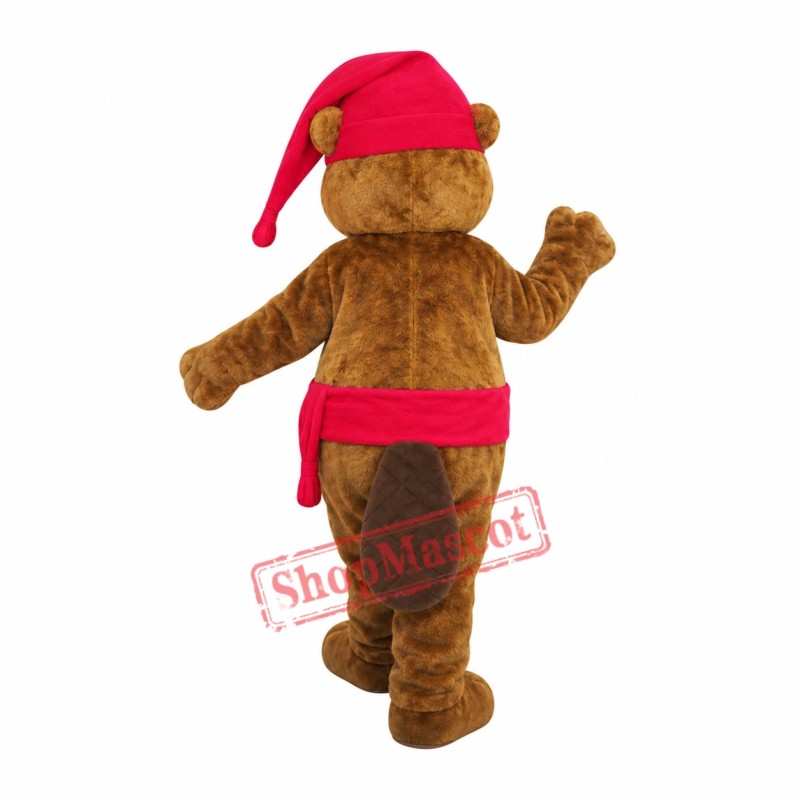 Christmas Beaver Mascot Costume Christmas Beaver Mascot Costume
