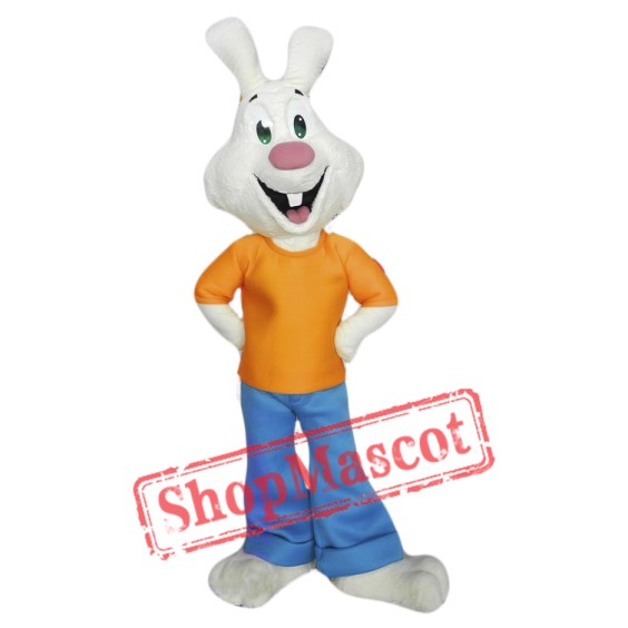Happy White Rabbit Mascot Costume