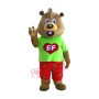 Fancy Cute Green Coat Bear Mascot Costume Free Shiping