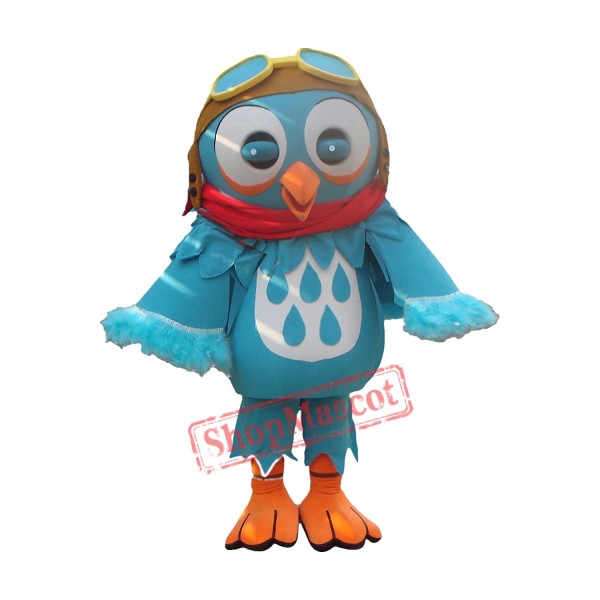 Blue Bird Mascot Costume with Glasses