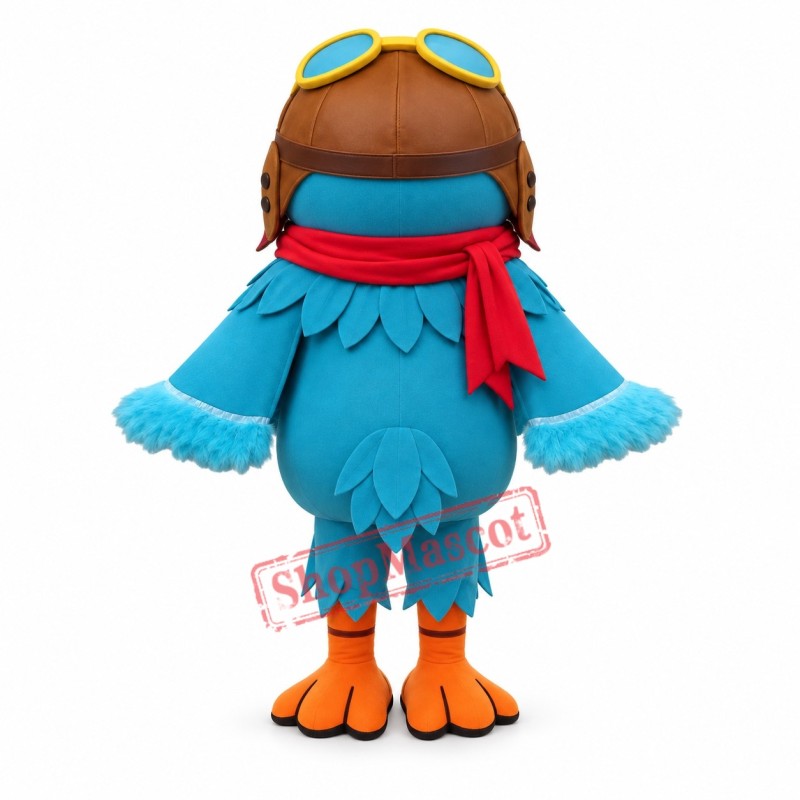 Blue Bird Mascot Costume with Glasses Blue Bird Mascot Costume with Glasses