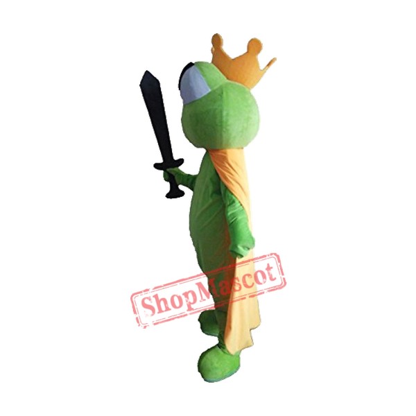Green Frog Mascot Costume with golden Crown