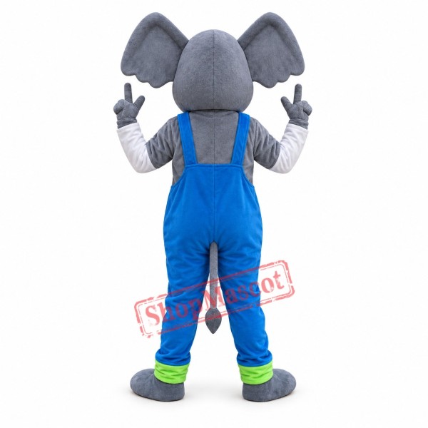 Elephant Mascot Costume with Blue Overall