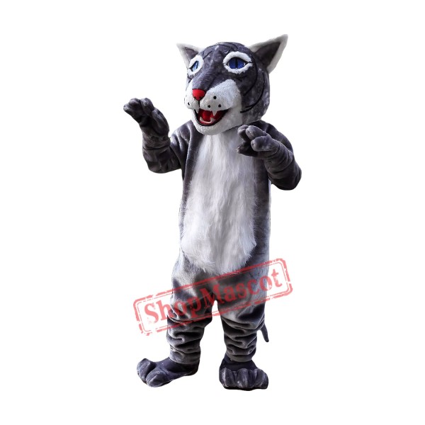Grey Wildcat Bobcat Mascot Costume