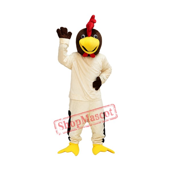Friendly Beige Chicken Mascot Costume