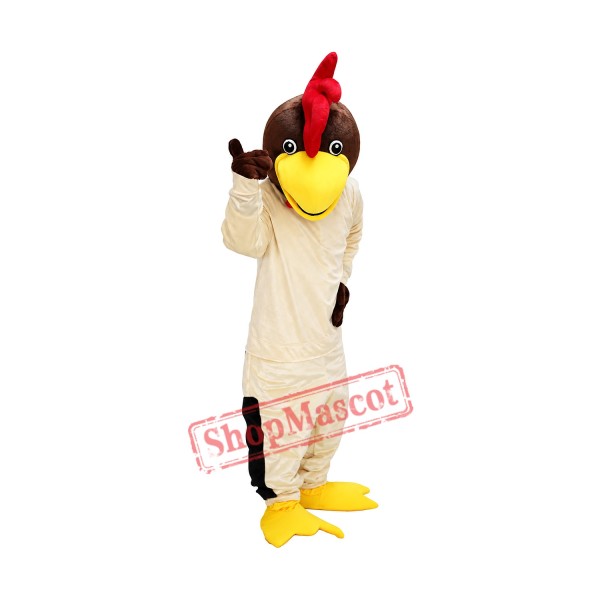 Friendly Beige Chicken Mascot Costume