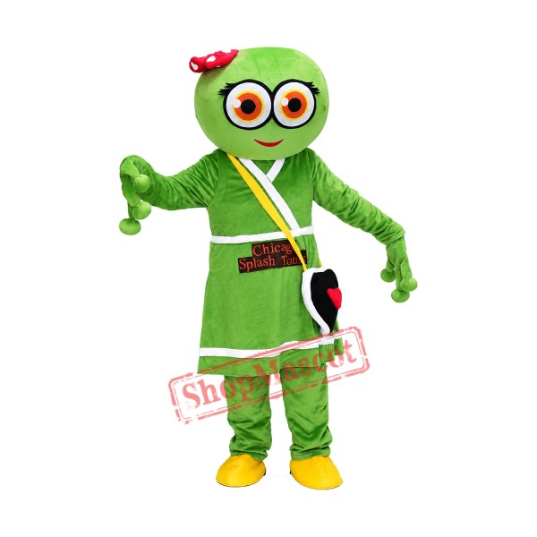 Cute Female Green Frog Mascot Costume on Clearance