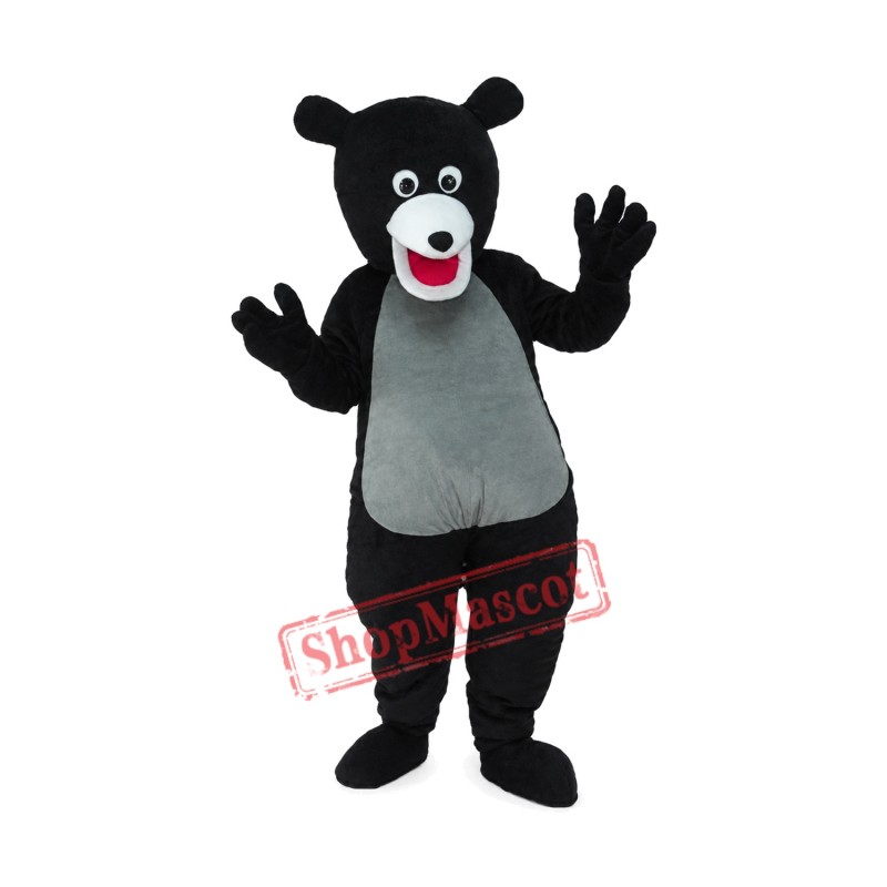 Cute Black Bear Gray Belly Mascot Adult Costume Cute Black Bear Gray Belly Mascot Adult Costume