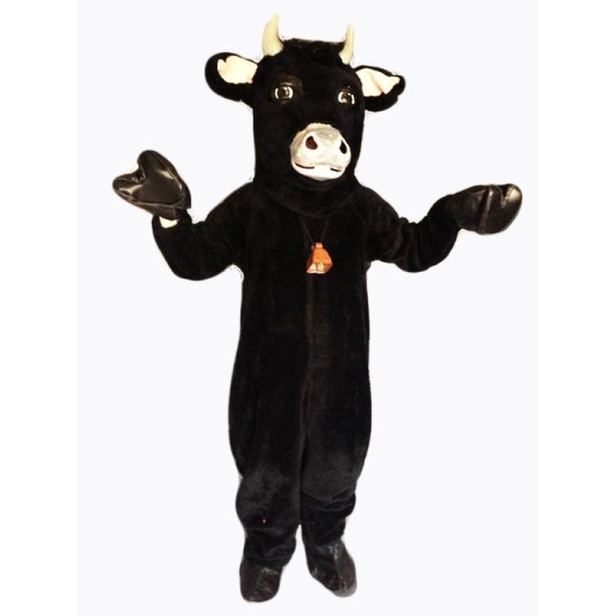 Black Furry Bull Mascot Costume