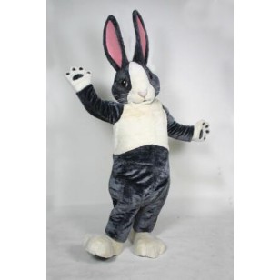 Black and White Pink Ears Rabbit Bunny Mascot Costume