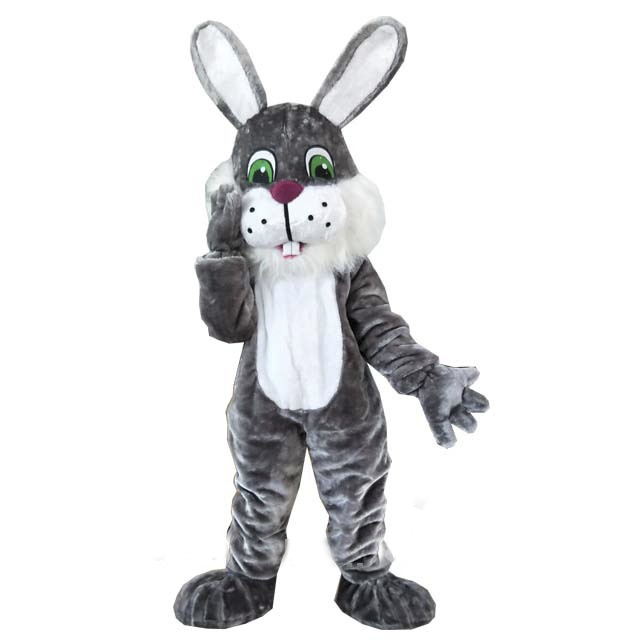 White Beard Black Rabbit Mascot Costume Easter Costume for Adult