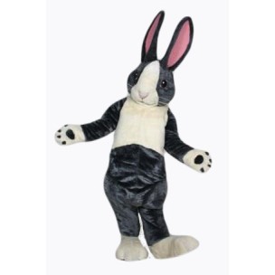 Black and White Pink Ears Rabbit Bunny Mascot Costume