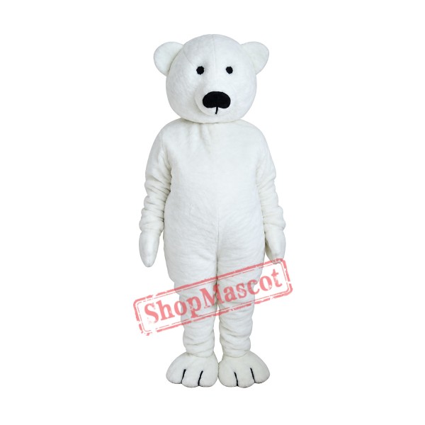 White Polar Bear Mascot Adult Costume
