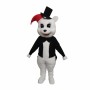 Animal White Bear With Black Jacket Christmas Mascot Costume