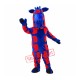 Blue & Red Realistic Giraffe Mascot Costume