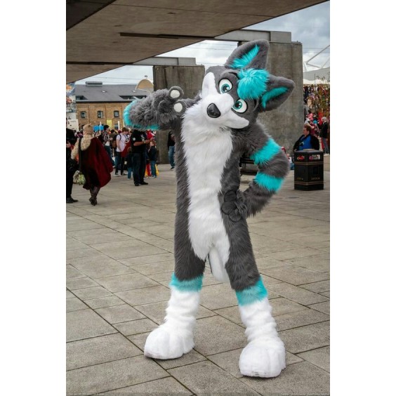 Gray & Blue Husky Mascot Costume Free Shipping