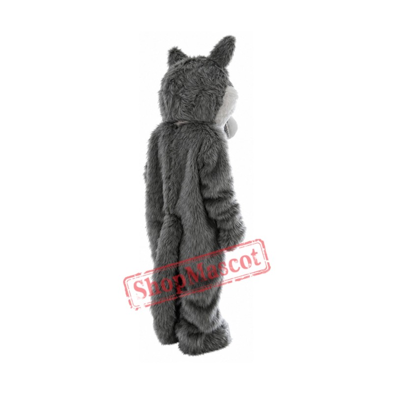 Cute Gray Wolf Long Wool Mascot Costume Cute Gray Wolf Long Wool Mascot Costume