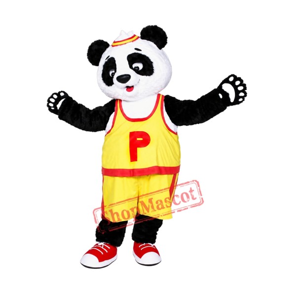 Yellow T shirt Panda Mascot Costume