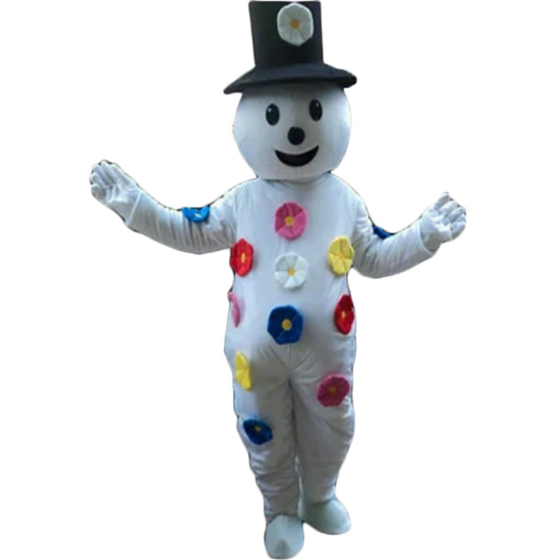 Colorful Petals Cartoon Snowman Mascot Costume