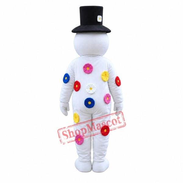 Colorful Petals Cartoon Snowman Mascot Costume Colorful Petals Cartoon Snowman Mascot Costume
