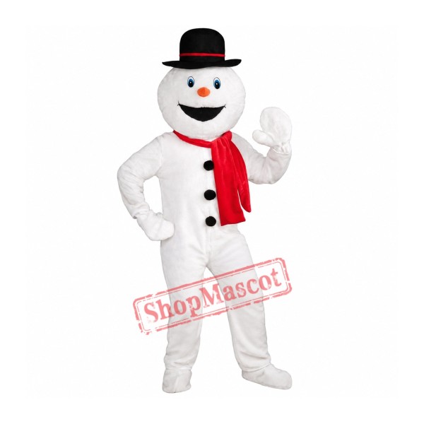 White Snow Man Red ScarfMascot Costume