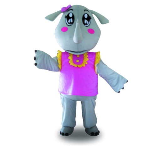 Pink Vest Rhinoceros Mascot Costume