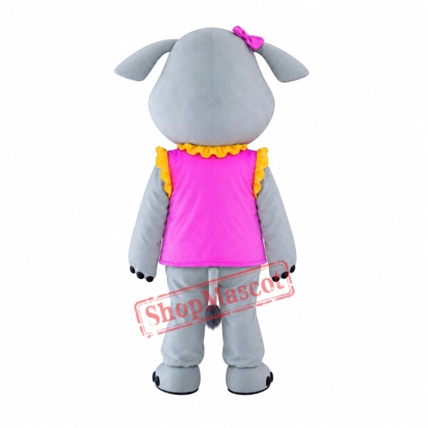 Pink Vest Rhinoceros Mascot Costume Pink Vest Rhinoceros Mascot Costume